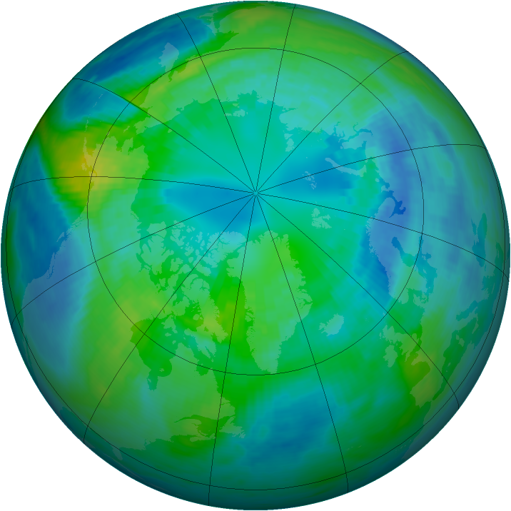 Arctic ozone map for 14 October 1991